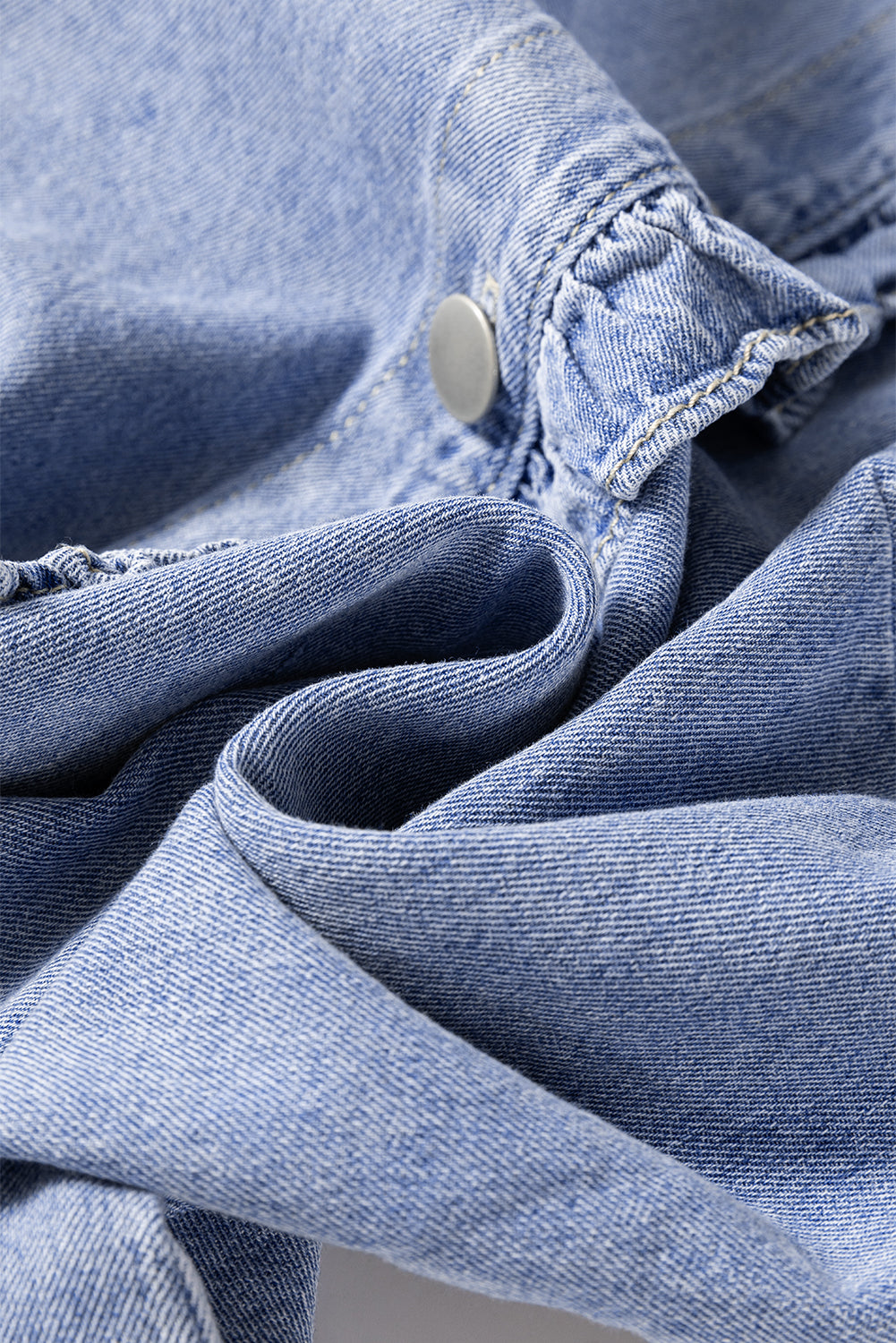 Beau Blue Ruffled Long Sleeve Buttoned Denim Shirt-Chaelisa's New Jammies