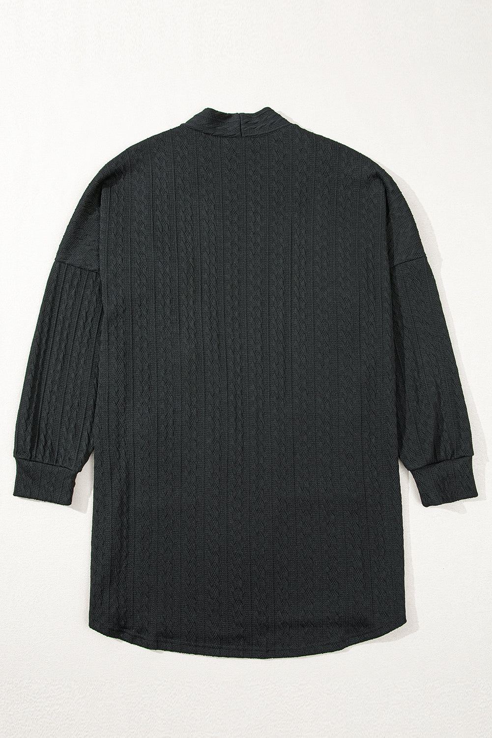 Black Textured Knit Side Pockets Open Front Cardigan-Chaelisa's New Jammies