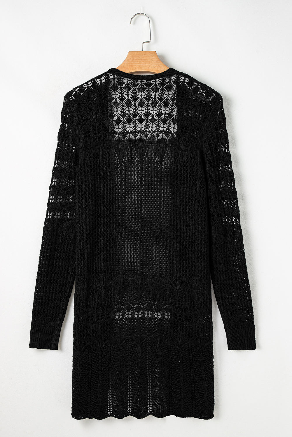Black Crochet Hollow Out Open Front Cardigan-Chaelisa's New Jammies