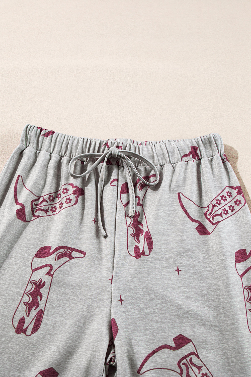 Gray Cowgirl Boots Printed Long Sleeve Top Pants Lounge Set-Chaelisa's New Jammies