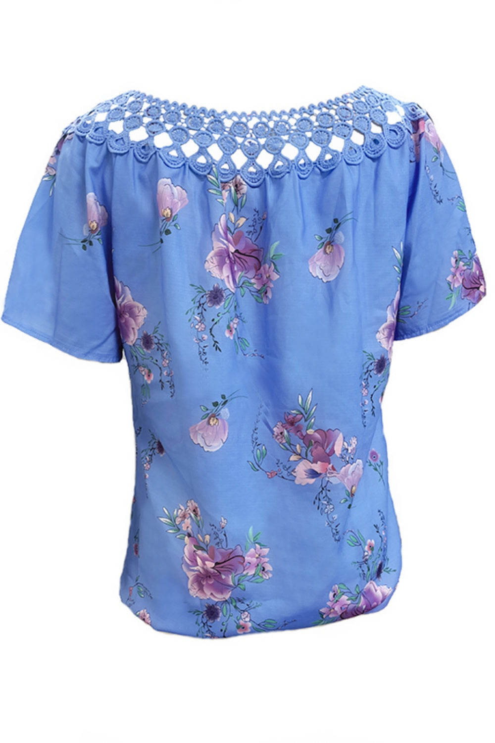 Full Size Printed Tie Neck Short Sleeve Blouse-Chaelisa's New Jammies