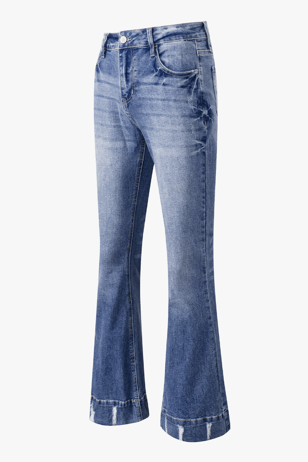 Sky Blue Slight Distressed Medium Wash Flare Jeans-Chaelisa's New Jammies