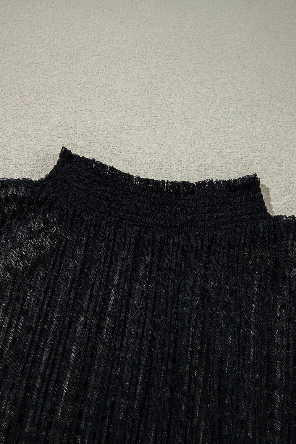 Black Dotty Lace Sheer Mock Neck Long Sleeve Blouse-Chaelisa's New Jammies