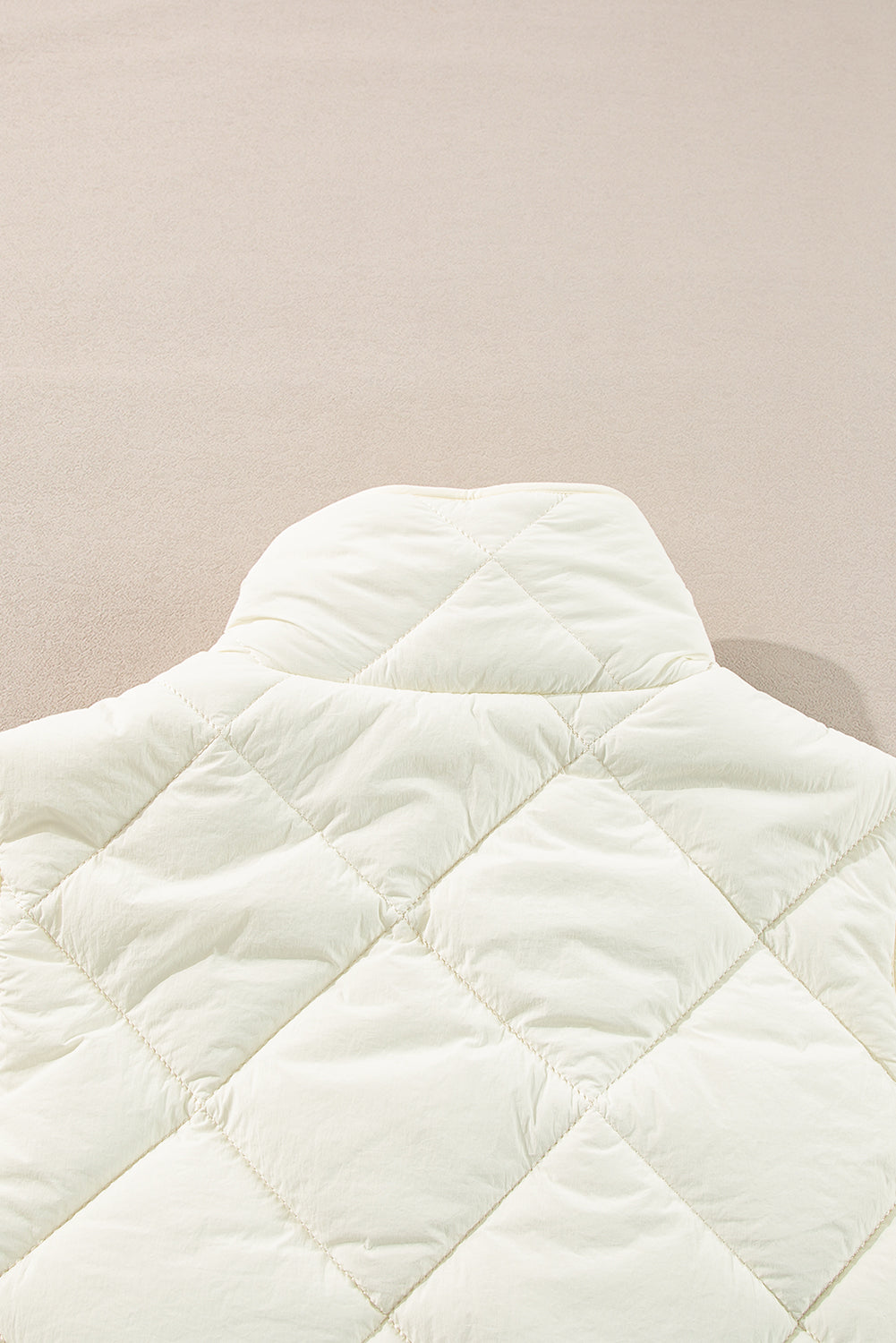 Beige Quilted High Neck Button Up Pocket Vest Coat-Chaelisa's New Jammies