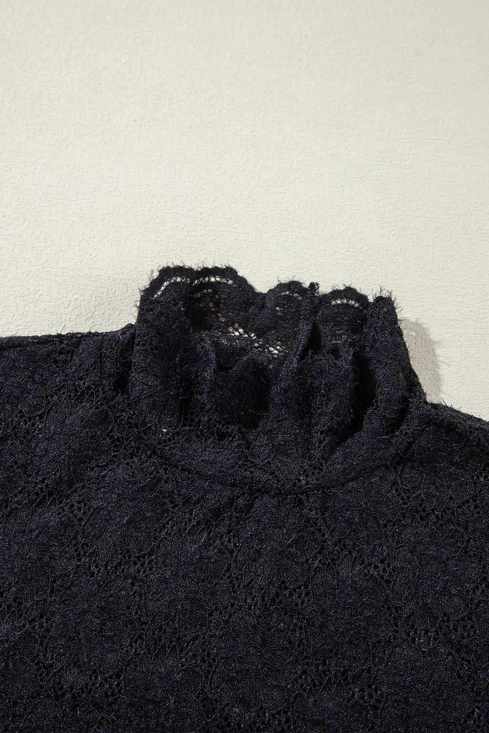 Black Floral Lace High Neck Long Sleeve Top-Chaelisa's New Jammies