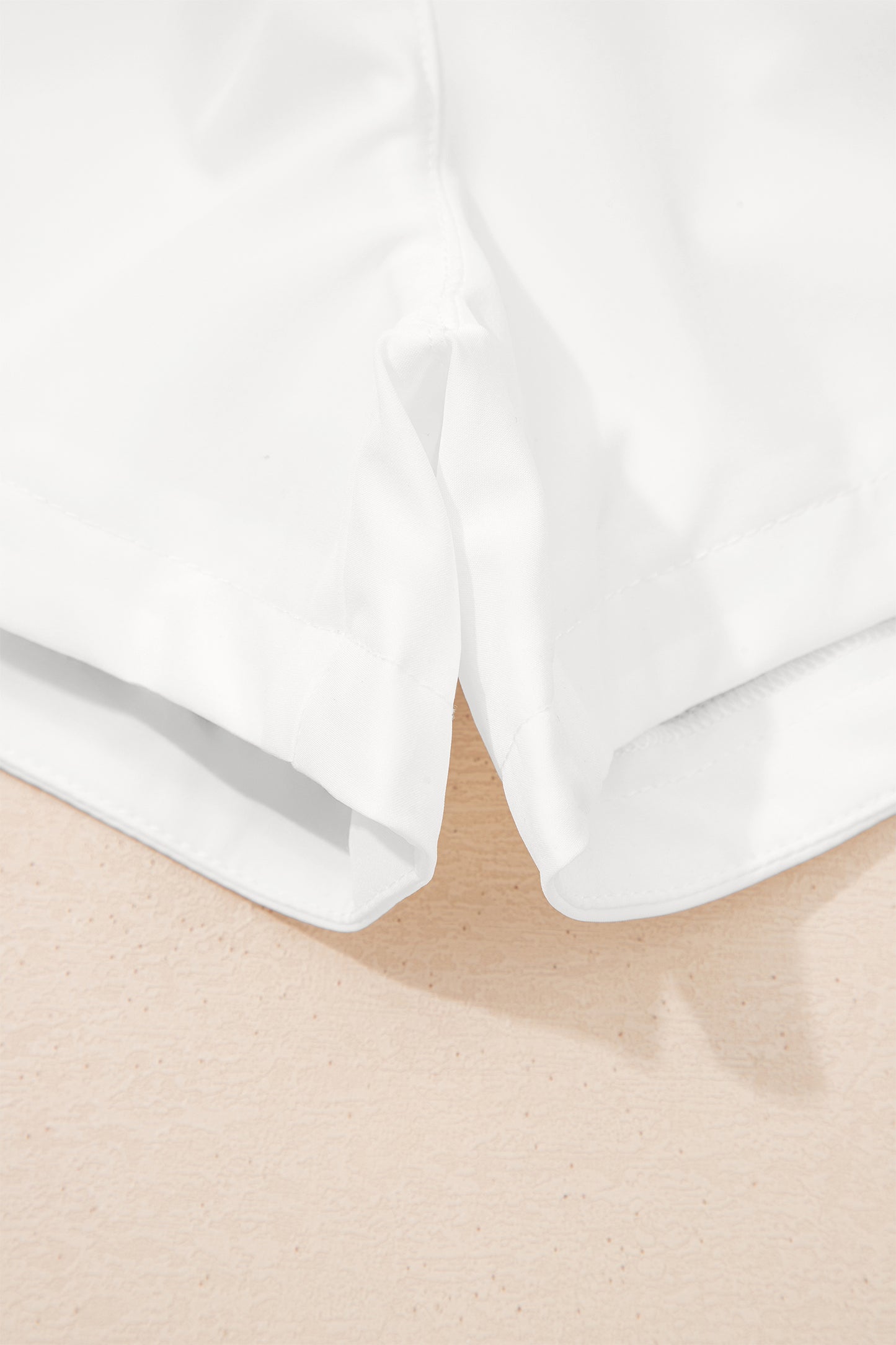 White Solid Color Ribbed Patchwork High Waist Athletic Shorts