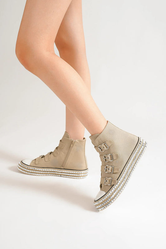 Beast Fashion Multi-Buckle Straps Studded Platform Sneakers-Chaelisa's New Jammies
