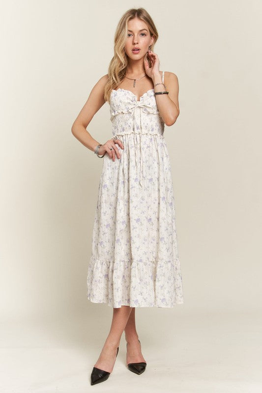 ADORA Smocked Floral Sweetheart Neck Cami Dress-Chaelisa's New Jammies