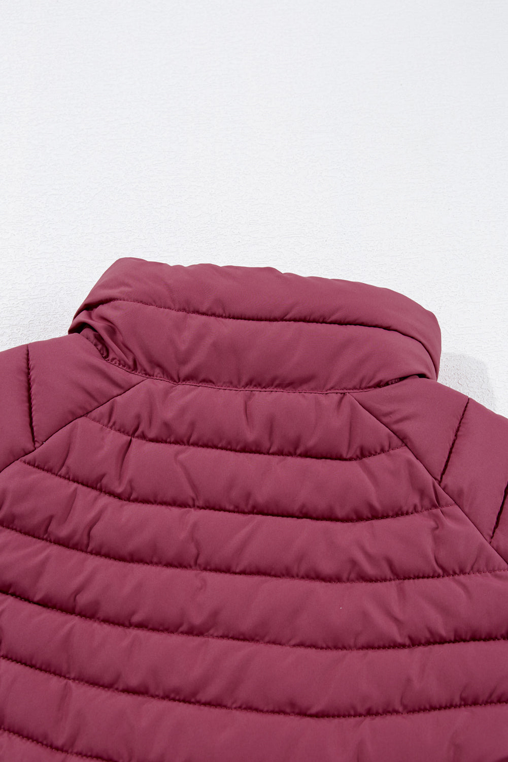 Burgundy Plush Collared Quilted Zipped Puffer Vest-Chaelisa's New Jammies