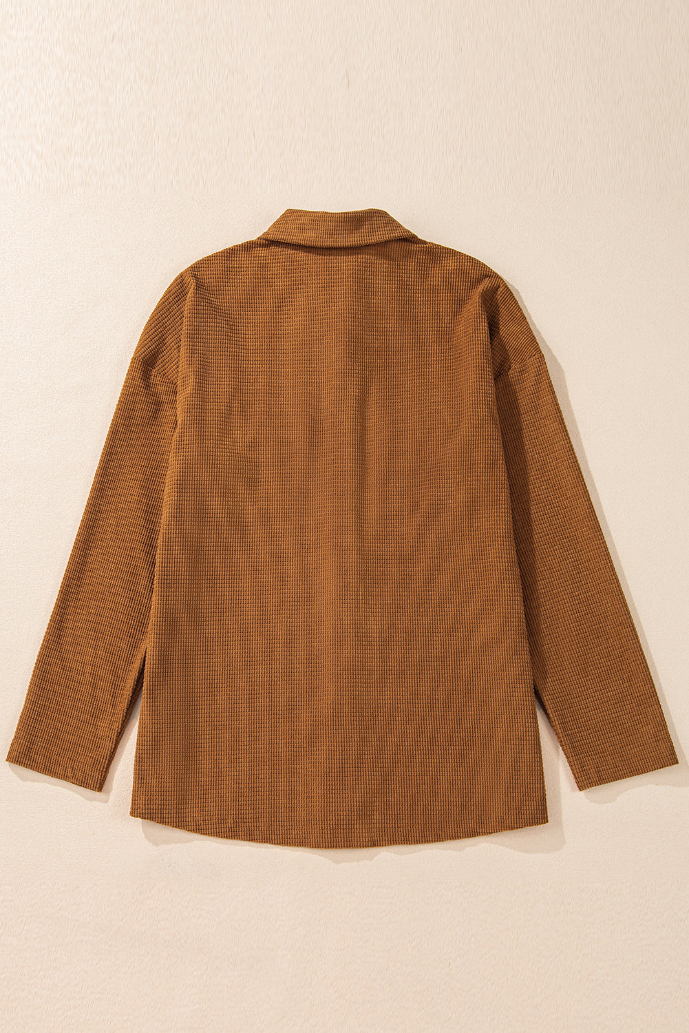 Brown Textured Flap Pocket Drop Shoulder Shacket-Chaelisa's New Jammies