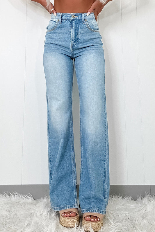 Myosotis High Rise Shift Slit Leg Straight Jeans-Chaelisa's New Jammies