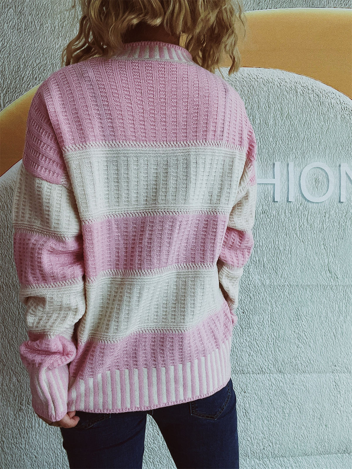 Contrast Round Neck Long Sleeve Sweater-Chaelisa's New Jammies