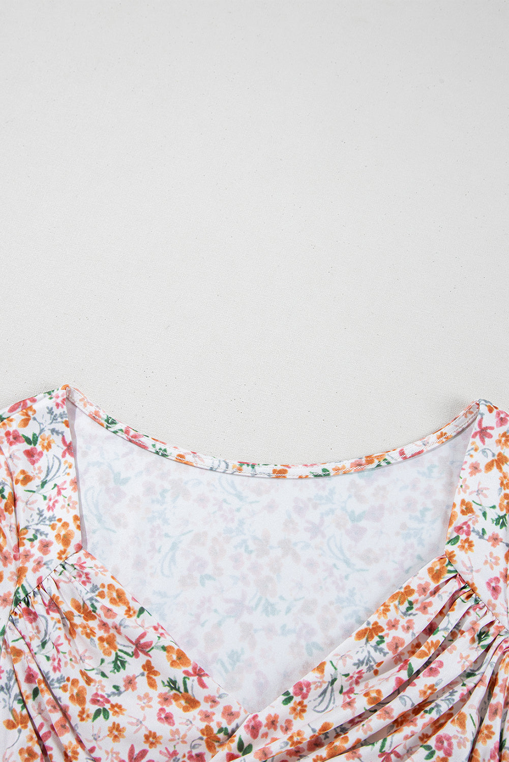 Orange Short Sleeve Floral Ruched Sweetheart Bodysuit-Chaelisa's New Jammies