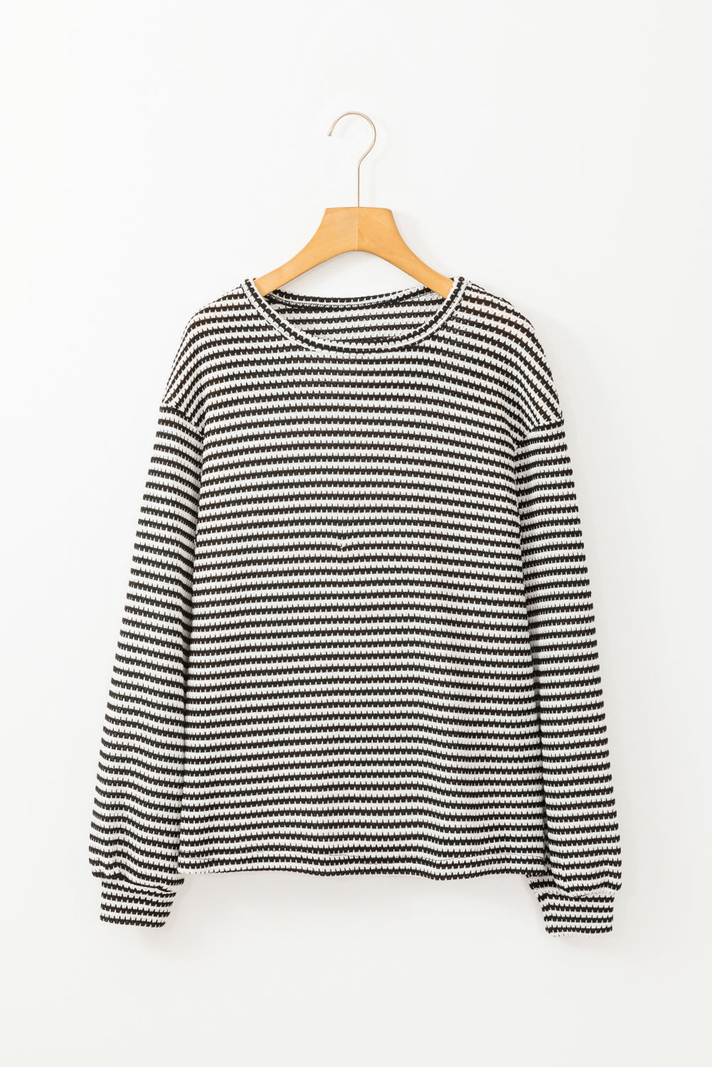 Black Stripe Round Neck Drop Shoulder Long Sleeve Top-Chaelisa's New Jammies