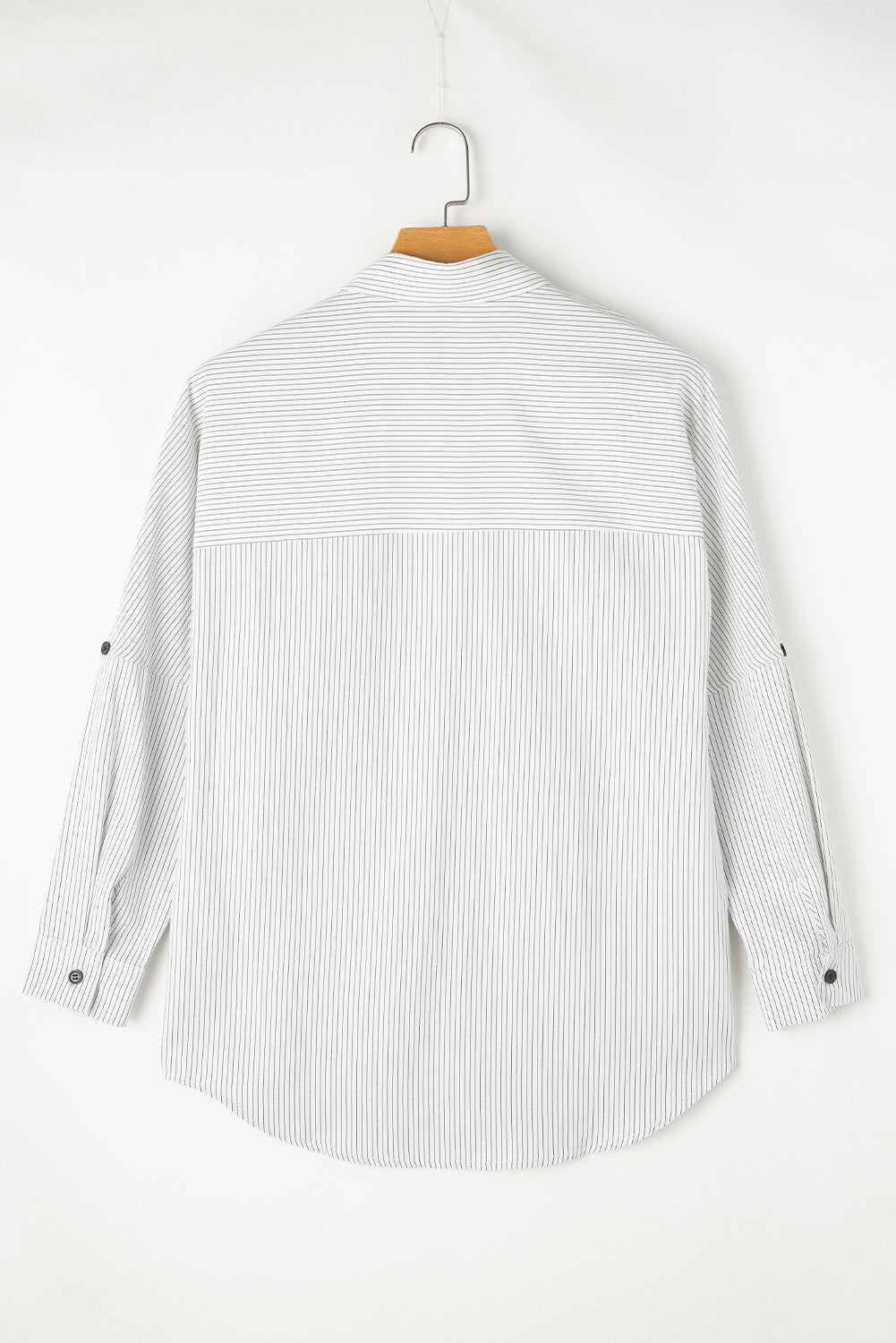 Black Stripe Roll-tab Sleeve Pocketed Long Shirt-Chaelisa's New Jammies