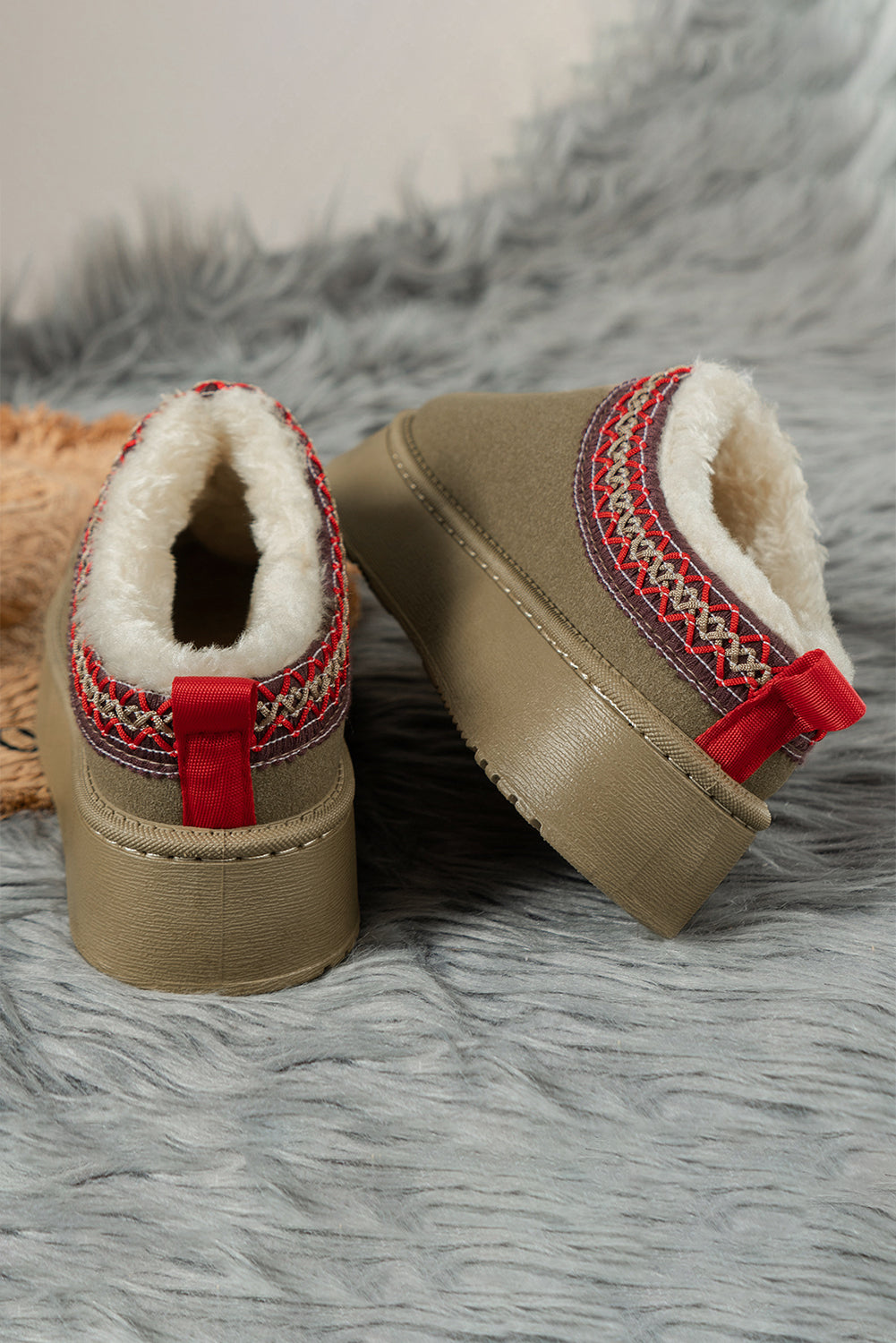Sage Green Contrast Print Suede Plush Lined Snow Boots-Chaelisa's New Jammies