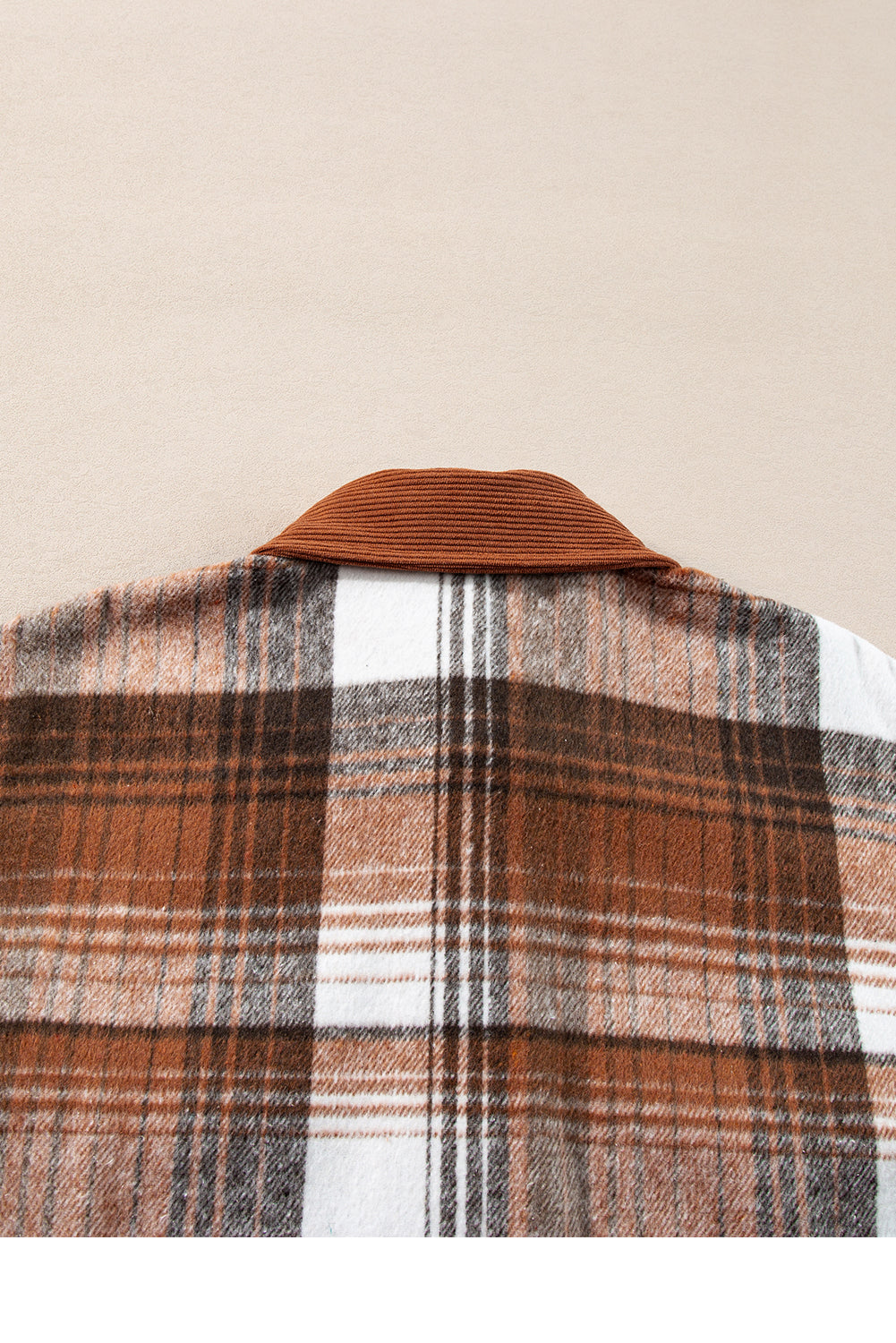 Cinnamon Plaid Corduroy Patchwork Chest Pocket Shacket-Chaelisa's New Jammies