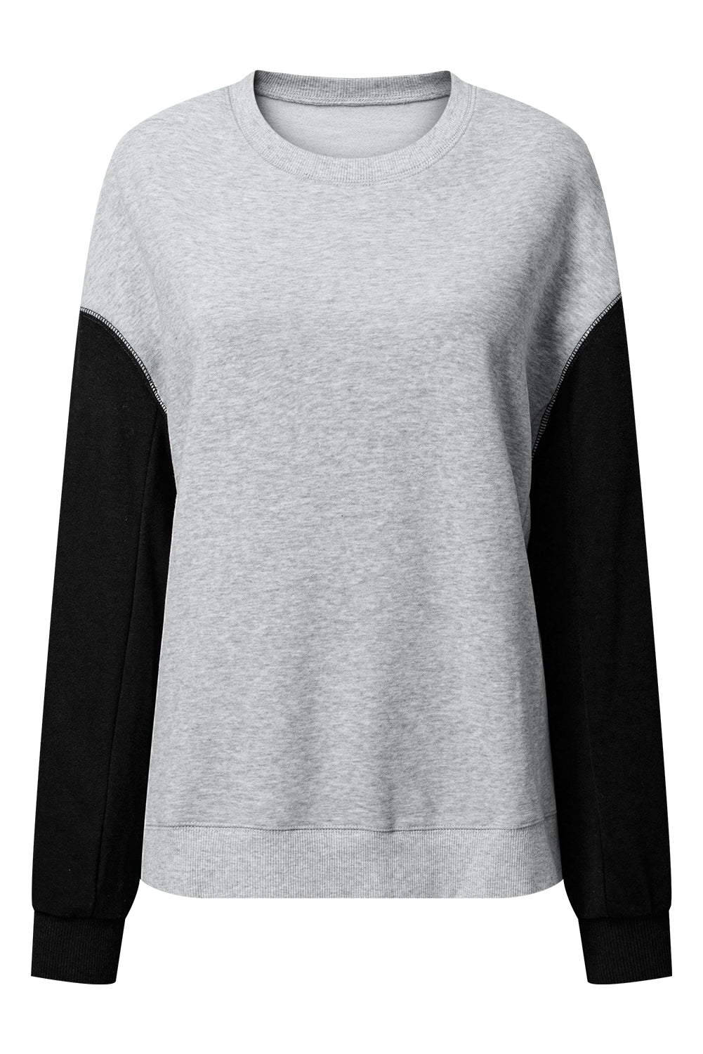 Gray Two Tone Patchwork Drop Shoulder Pullover Sweatshirt-Chaelisa's New Jammies