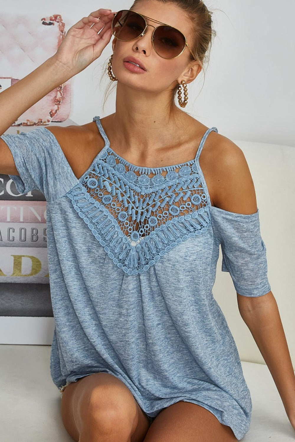 BiBi Front Crochet Lace Adjustable Strap Top-Chaelisa's New Jammies