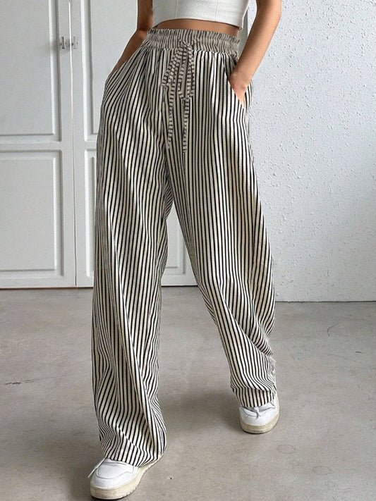 Drawstring Striped Elastic Waist Pants-Chaelisa's New Jammies
