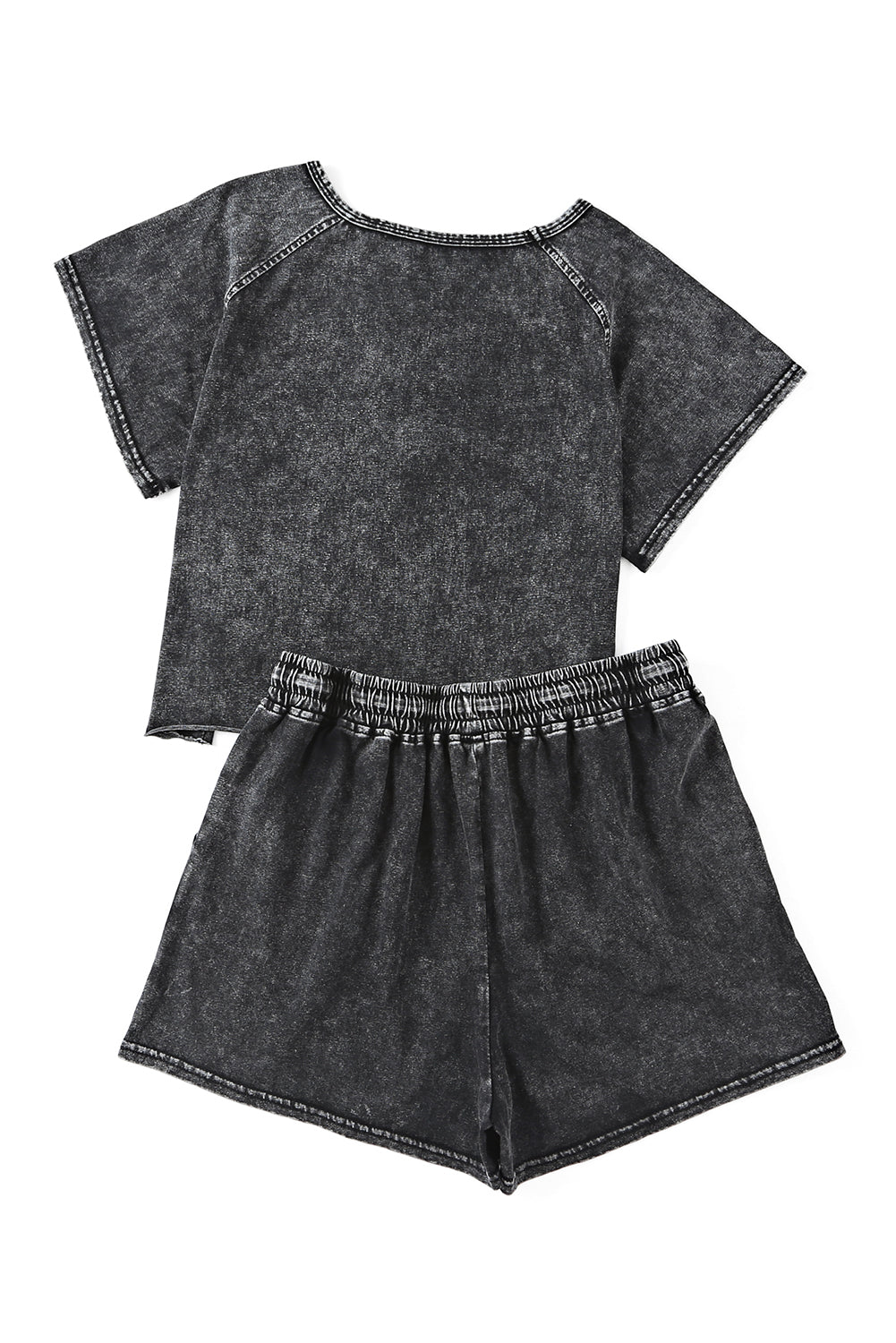 Black Acid Washed Short Lounge Set-Chaelisa's New Jammies