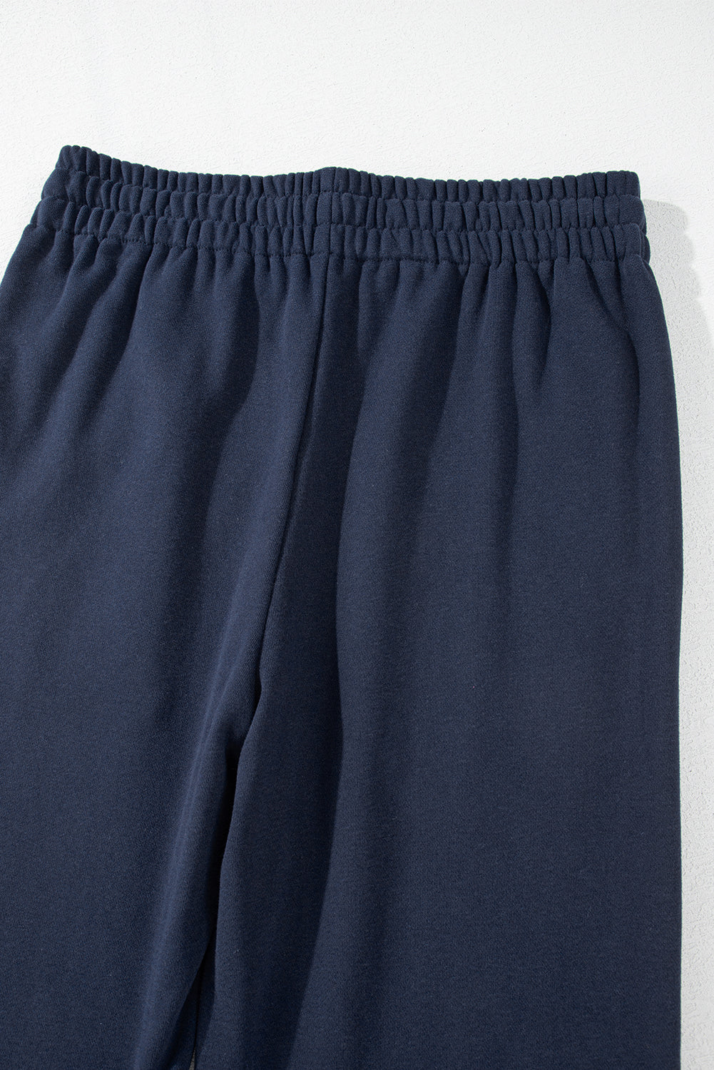 Navy Blue Solid Color Fleece Lined Drawstring Waist Casual Pants-Chaelisa's New Jammies