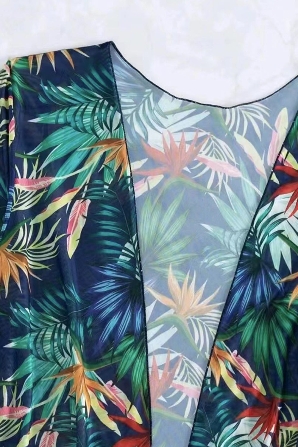 Black 3pcs Tropical Contrast Trim Halter Bikini Set with Cover up-Chaelisa's New Jammies
