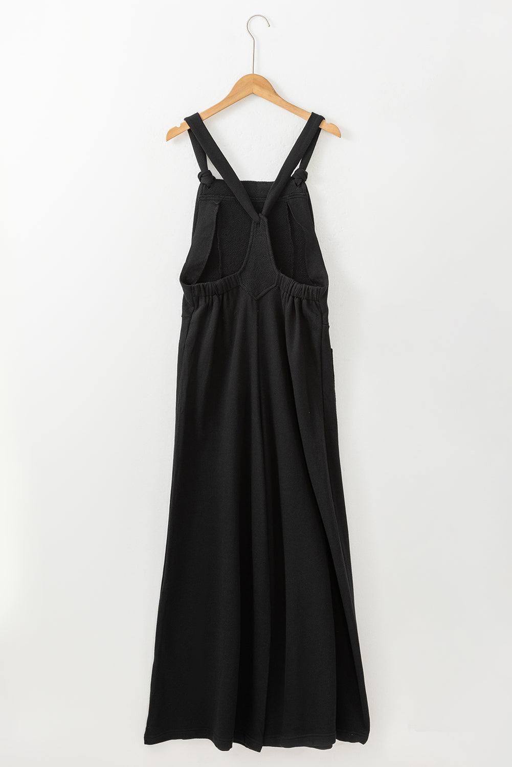 Black Knotted Straps Patch Pocket Wide Leg Jumpsuit-Chaelisa's New Jammies