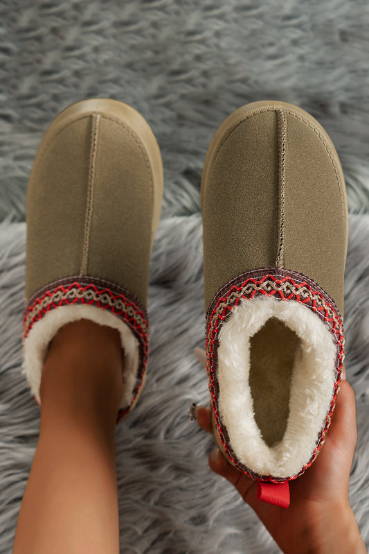 Sage Green Contrast Print Suede Plush Lined Snow Boots-Chaelisa's New Jammies