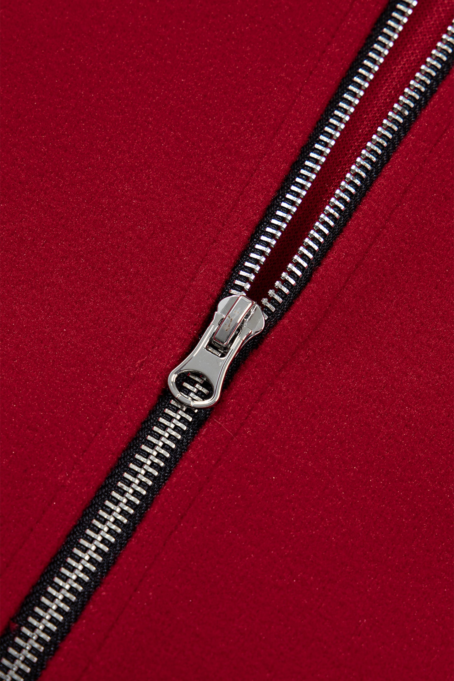 Racing Red Contrast Cuffed Drop Shoulder Zip up Tunic Hoodie