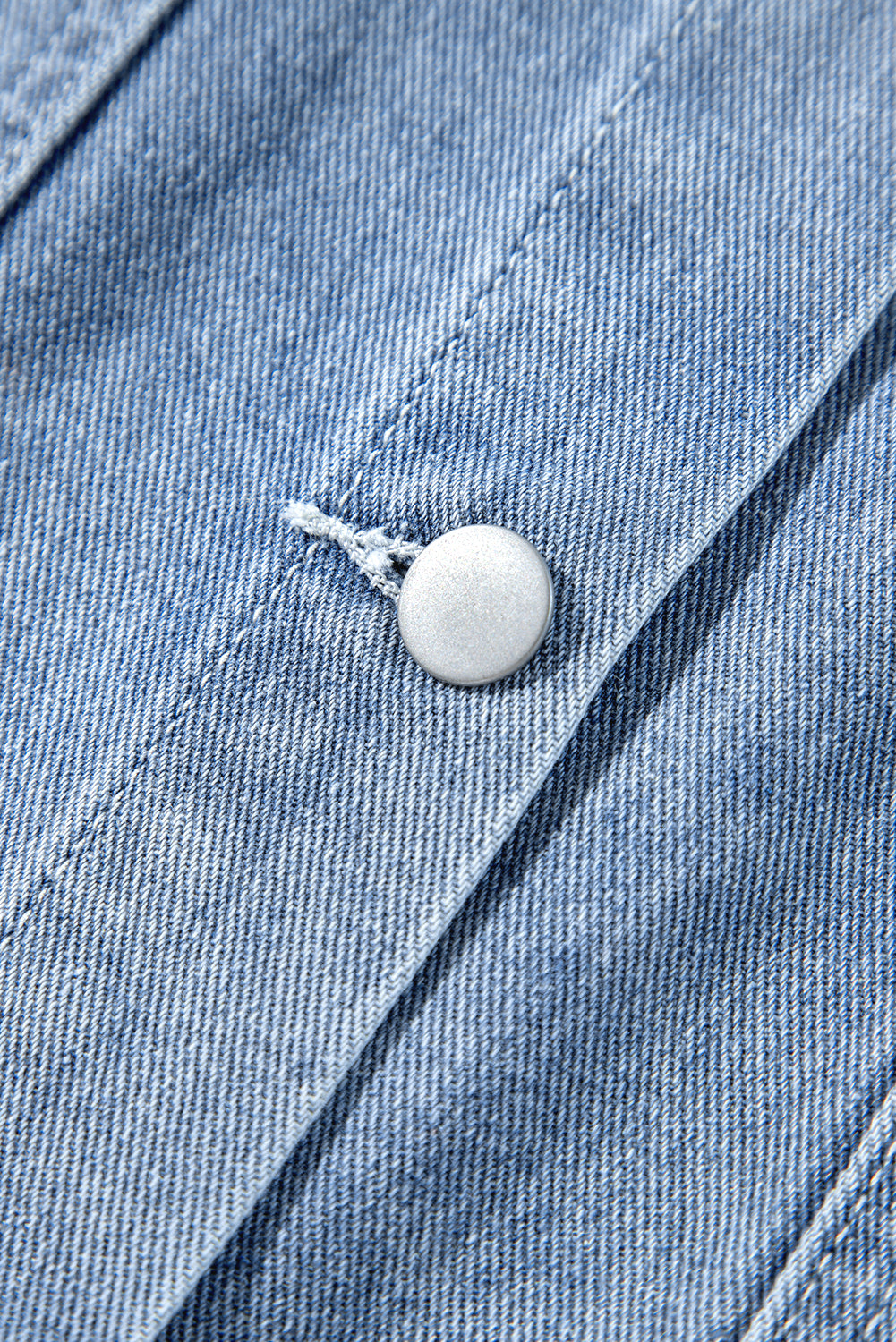 Beau Blue Ruffle Raw Hem Flap Pockets Denim Jacket-Chaelisa's New Jammies