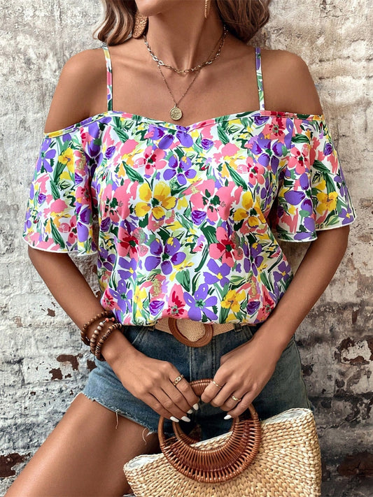 Floral Half Sleeve Blouse-Chaelisa's New Jammies