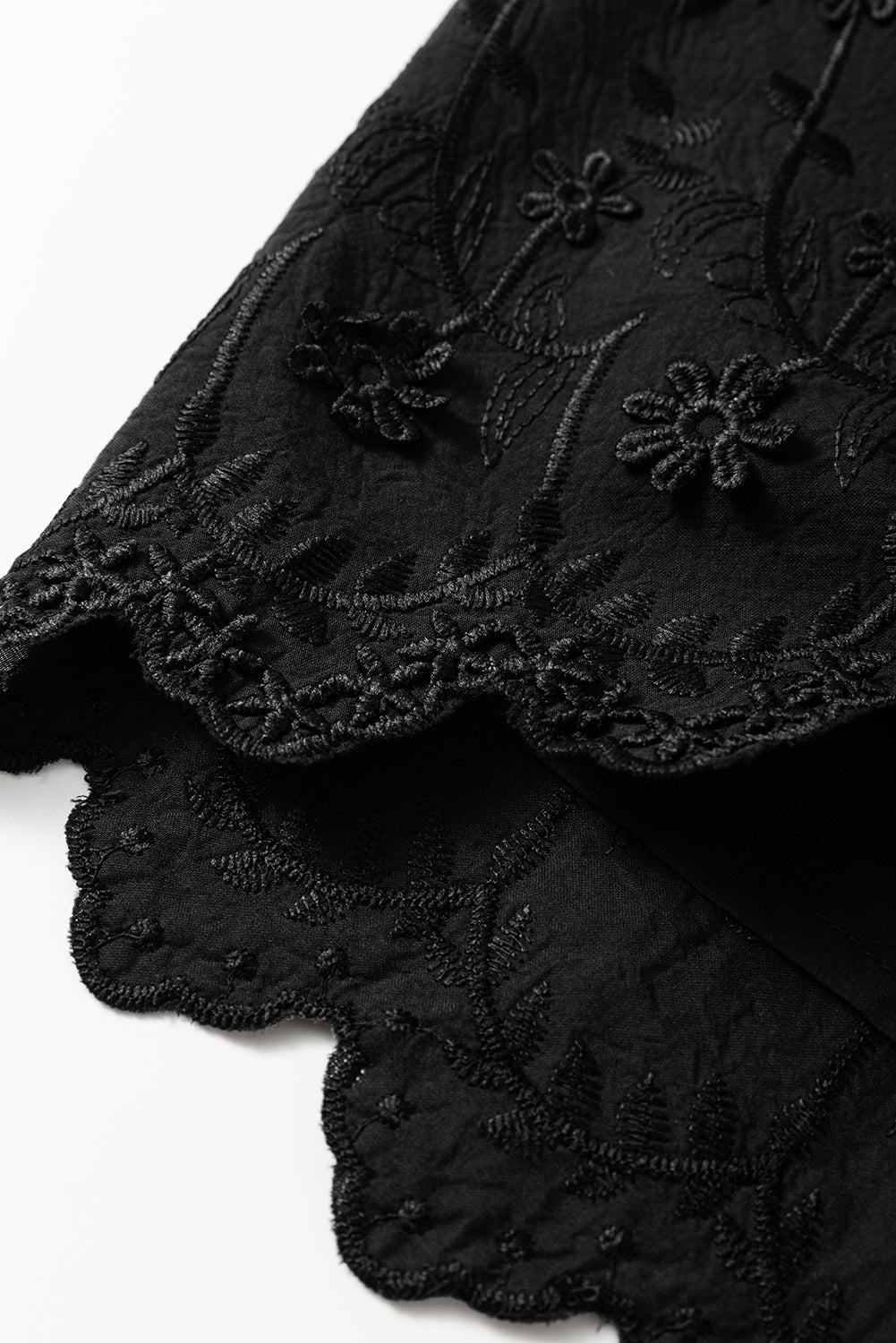 Black Floral Embroidered Buttoned Square Neck Tank Top-Chaelisa's New Jammies
