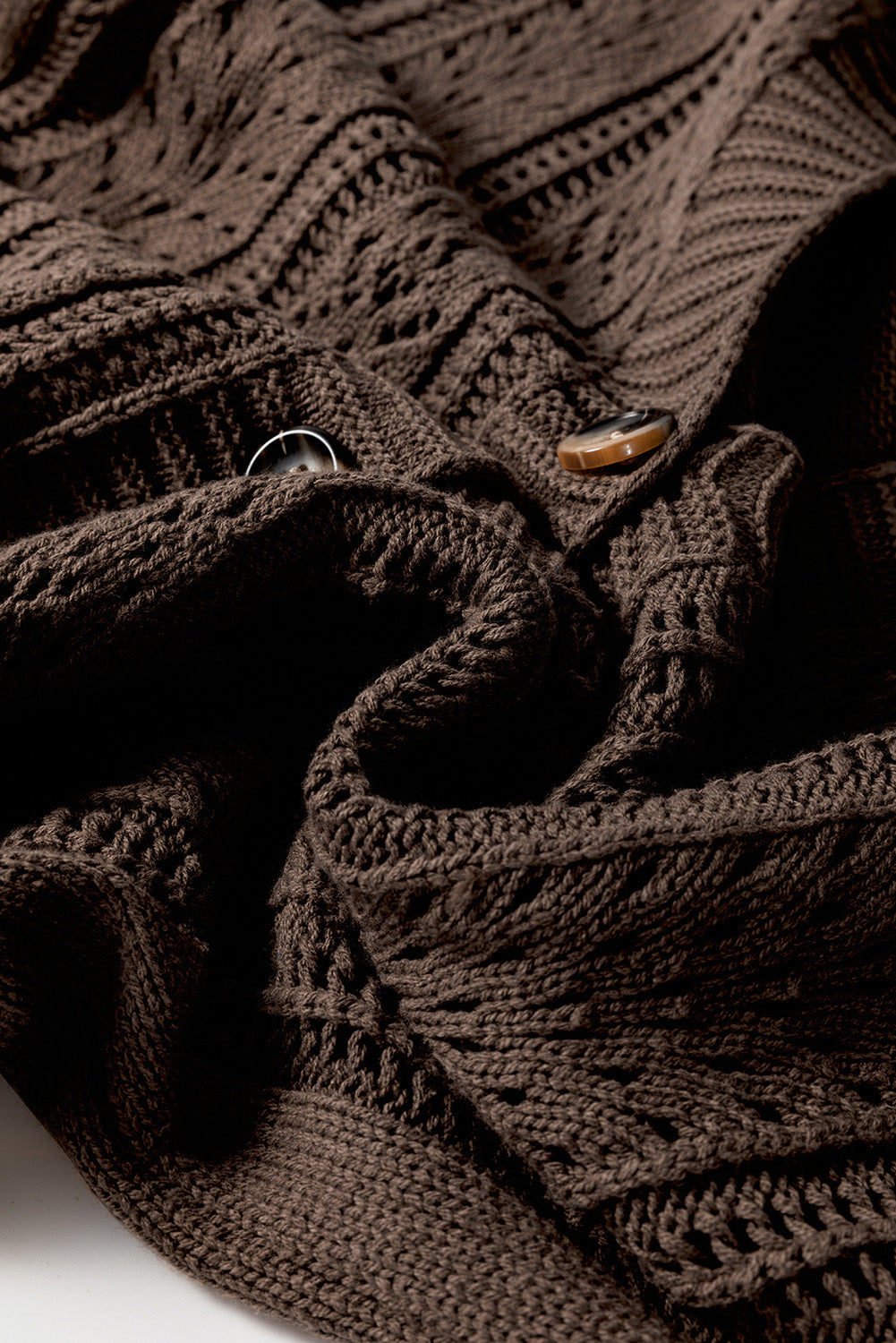 Dark Khaki Open Knit Drop Shoulder Sweater Cardigan-Chaelisa's New Jammies