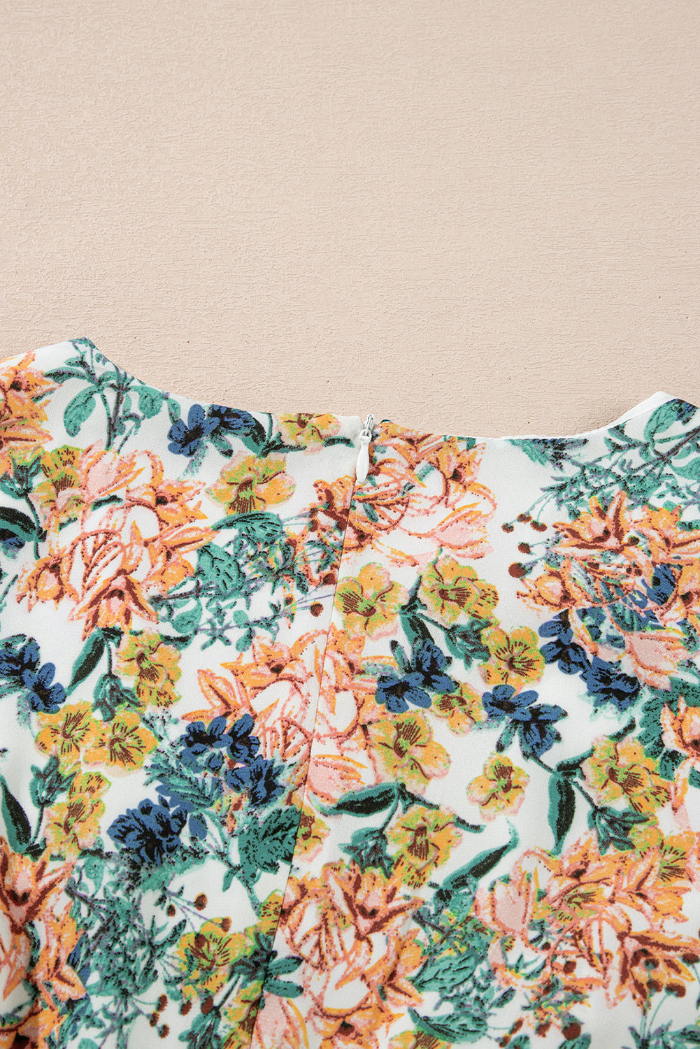 Sky Blue Floral 3/4 Sleeve V Neck High Waist Ruffled Dress-Chaelisa's New Jammies