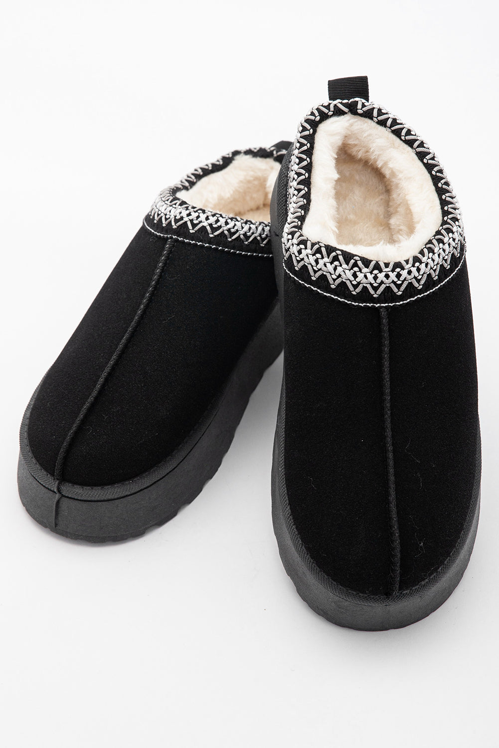 Black Contrast Print Suede Plush Lined Snow Boots-Chaelisa's New Jammies