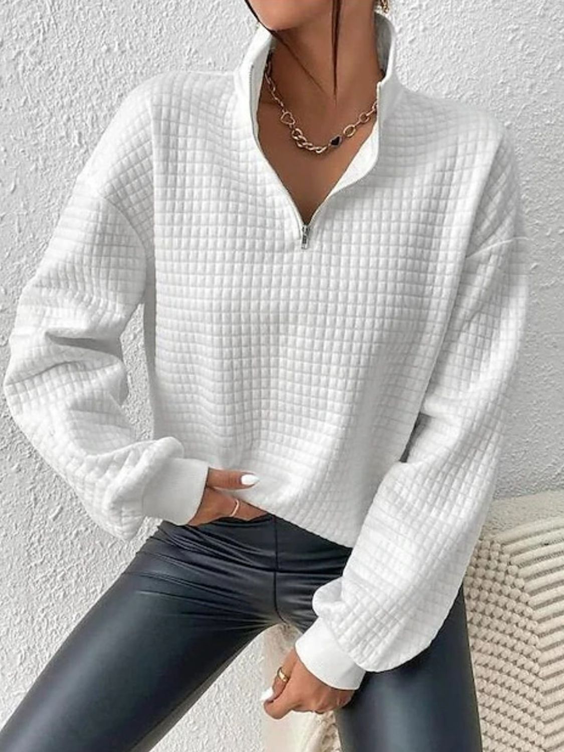 Collared Neck Long Sleeve Sweatshirt-Chaelisa's New Jammies