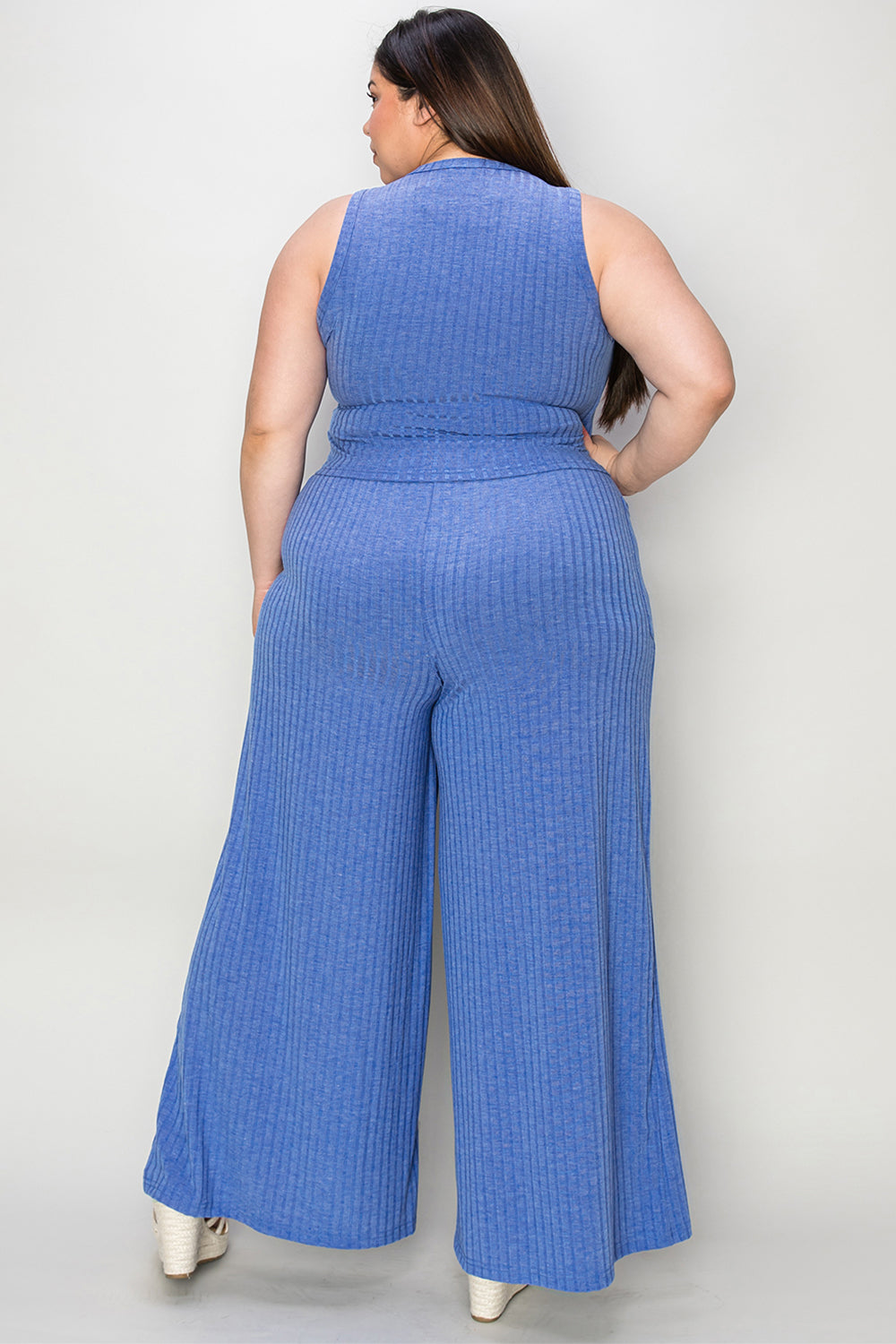 Basic Bae Full Size Ribbed Tank and Wide Leg Pants Set-Chaelisa's New Jammies