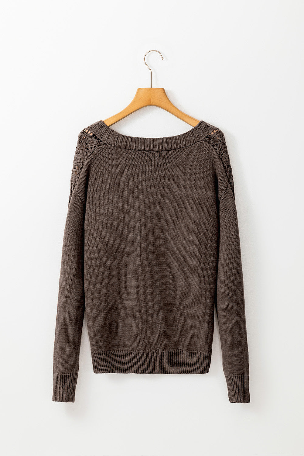 Dark Khaki Open Knit Drop Shoulder Sweater Cardigan-Chaelisa's New Jammies