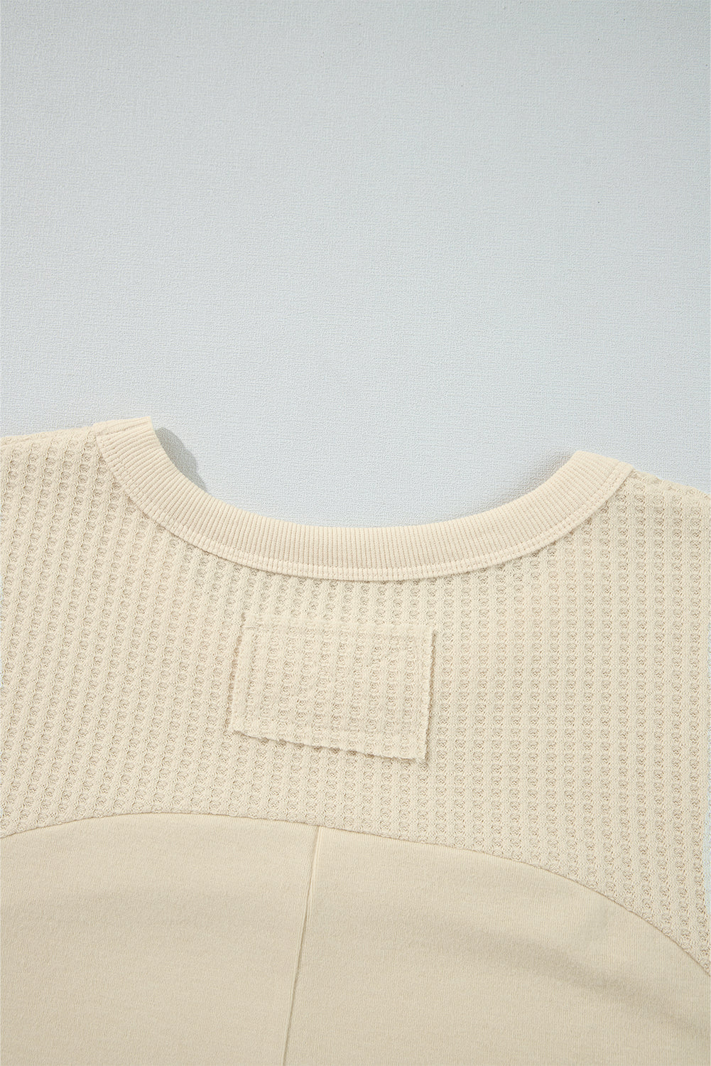Beige Thermal Knit Patchwork Exposed Seam Long Sleeve Top-Chaelisa's New Jammies