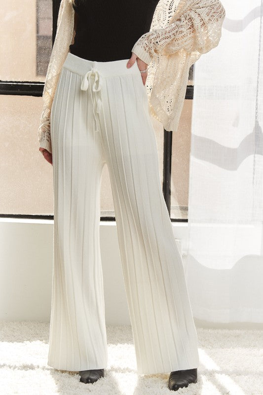 ADORA Tied Wide Leg Knit Pants-Chaelisa's New Jammies