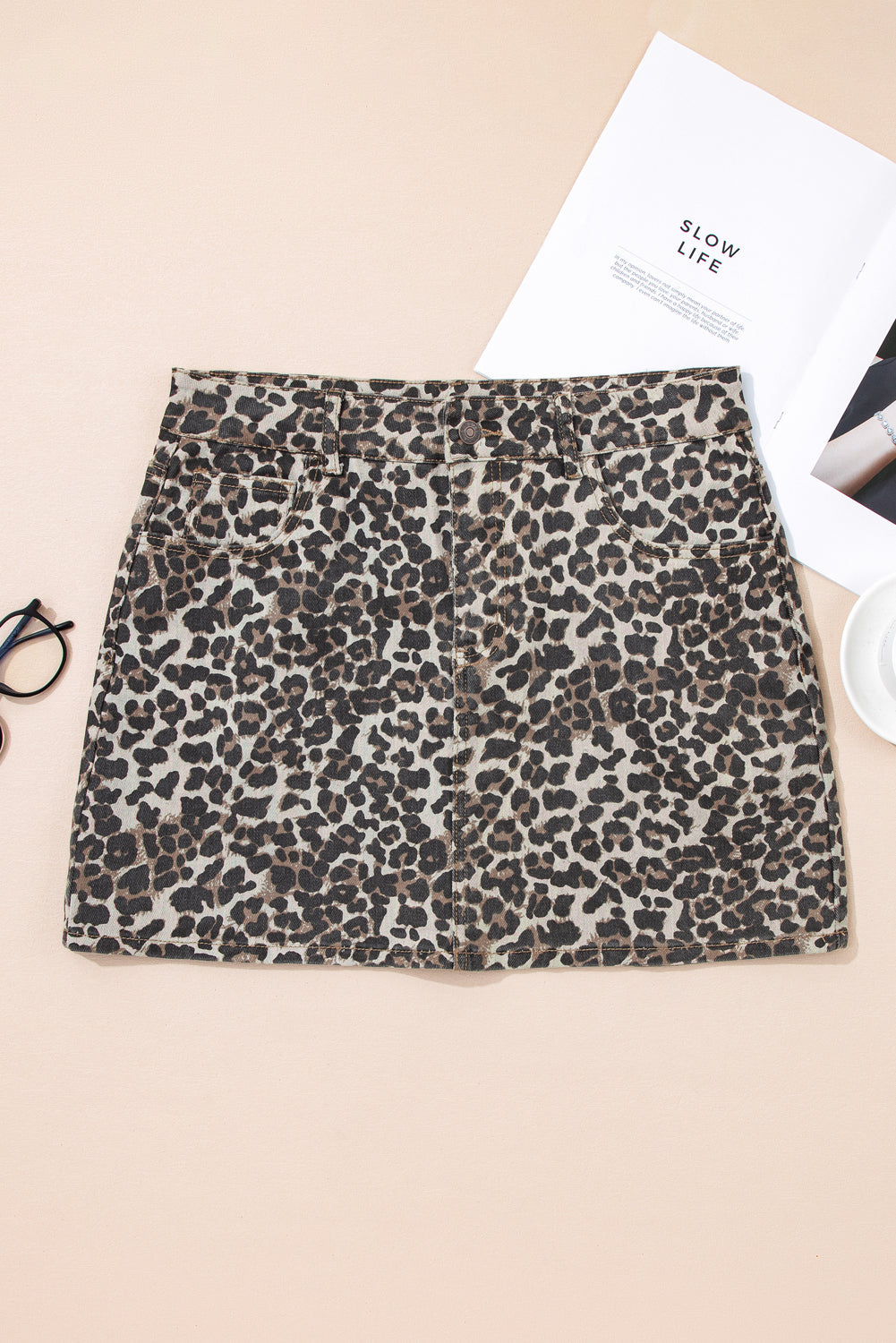 Khaki Leopard Denim Mini Skirt-Chaelisa's New Jammies