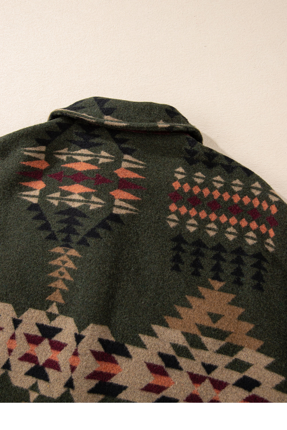 Green Aztec Print Flap Pockets Long Sleeve Shacket-Chaelisa's New Jammies