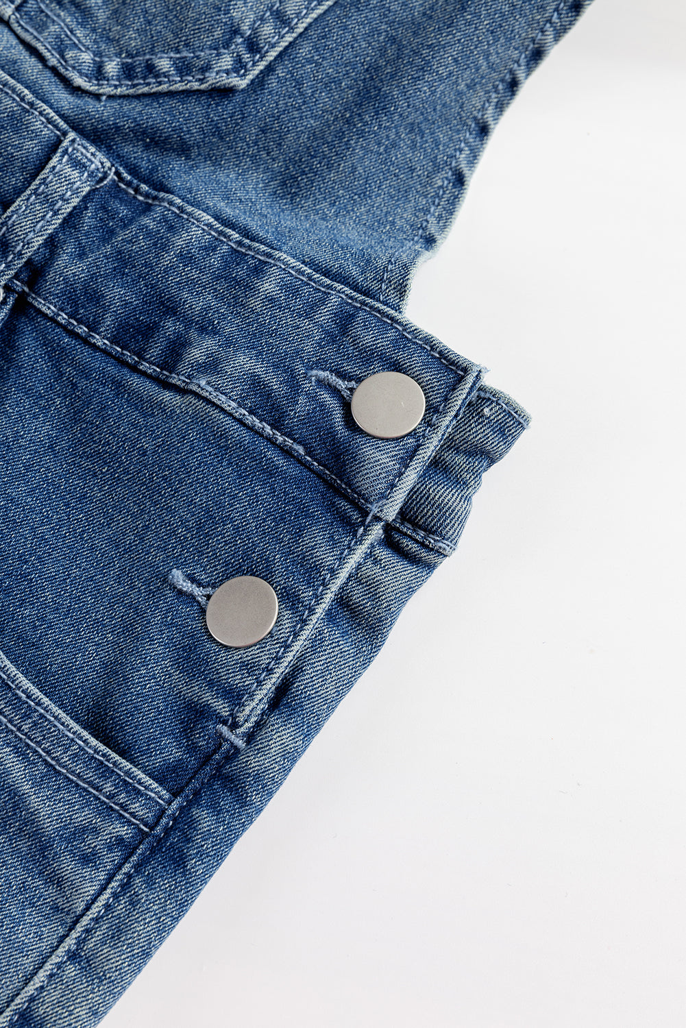 Dusk Blue Adjustable Tie Straps Cropped Wide Leg Denim Overalls-Chaelisa's New Jammies