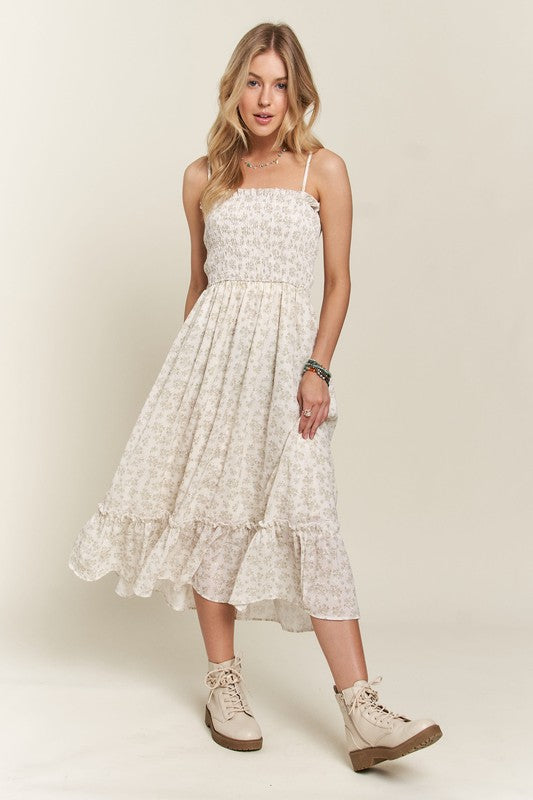 ADORA Smocked Floral Ruffled Hem Cami Dress-Chaelisa's New Jammies