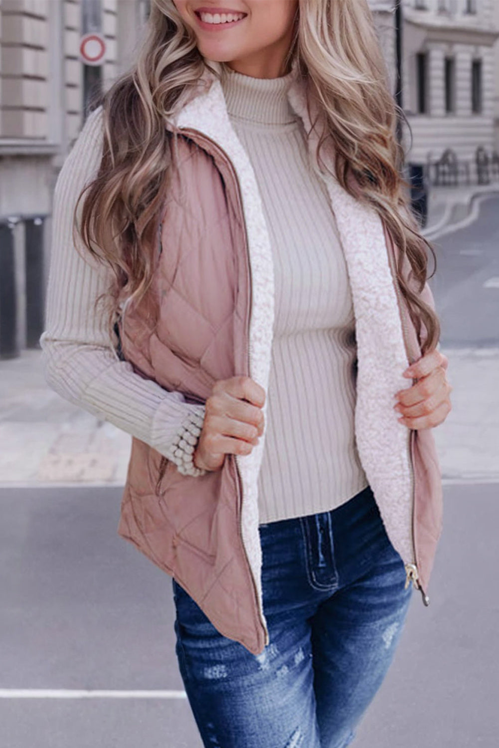 Pink Fleece Lined Quilted Vest Coats-Chaelisa's New Jammies