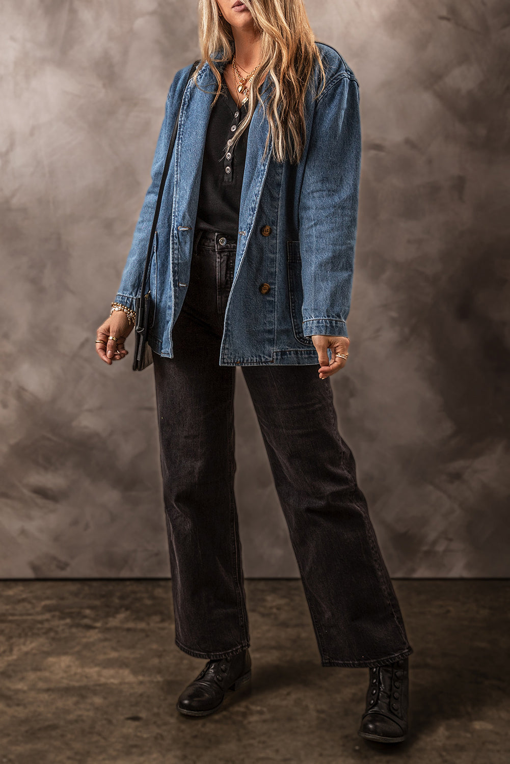 Sail Blue Side Pockets Lapel Collar Denim Jacket-Chaelisa's New Jammies