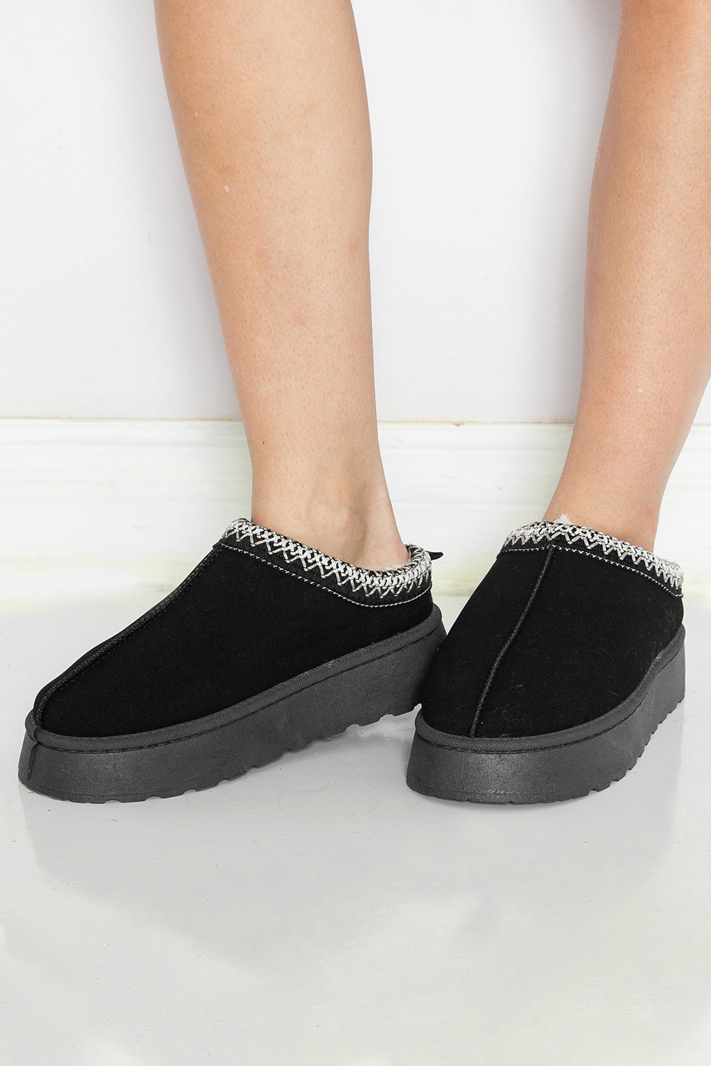 Black Contrast Print Suede Plush Lined Snow Boots-Chaelisa's New Jammies