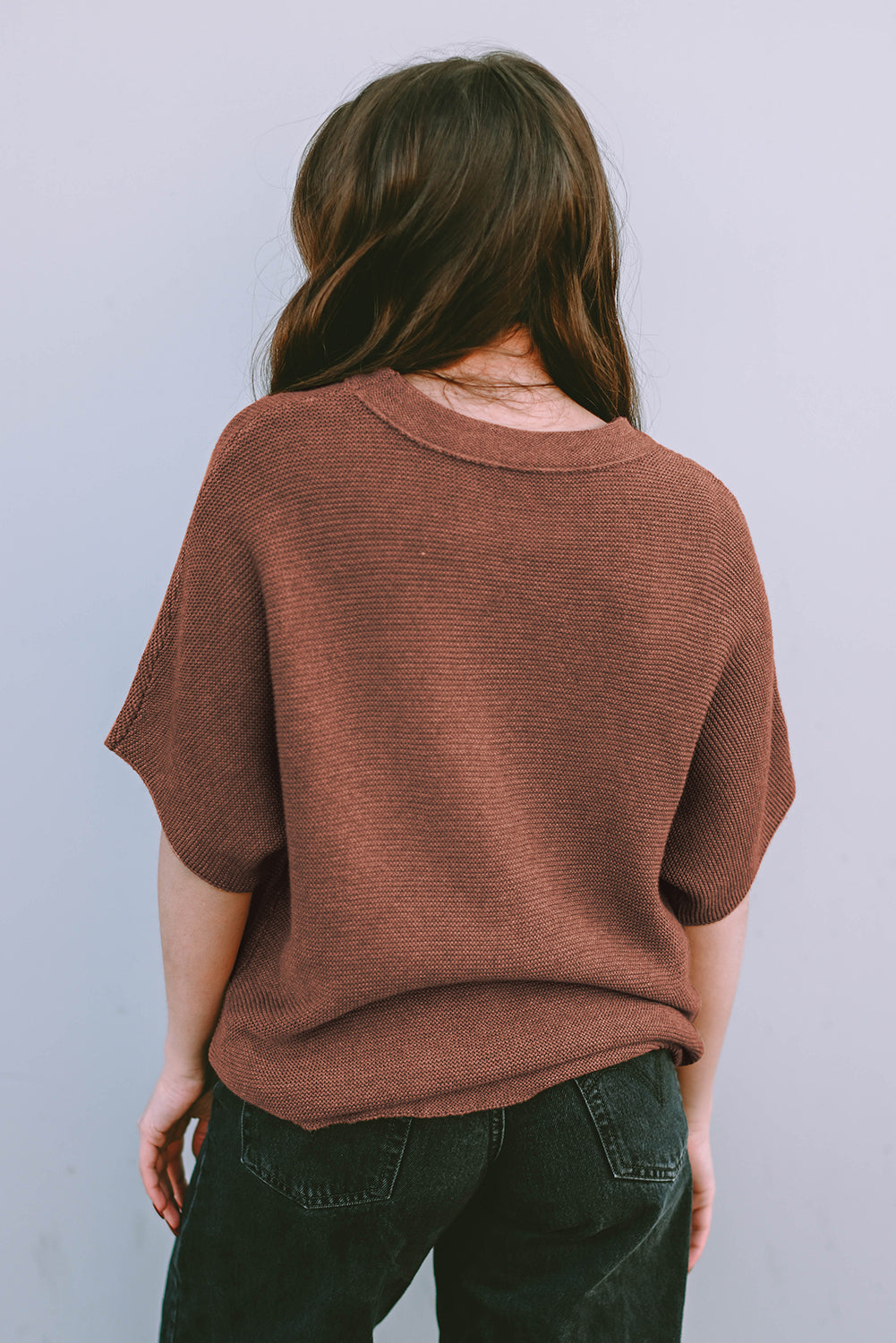 Apricot Mock Neck Short Batwing Sleeve Sweater-Chaelisa's New Jammies