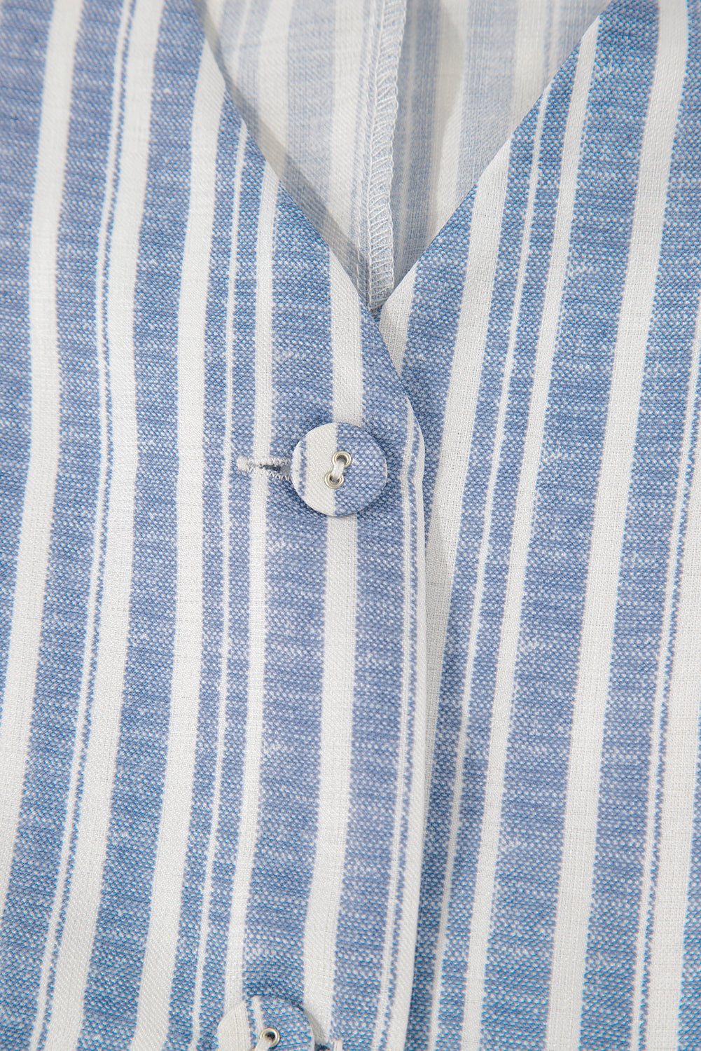 Sky Blue Stripe Buttoned Office Waistcoat Mini Skirt Set-Chaelisa's New Jammies